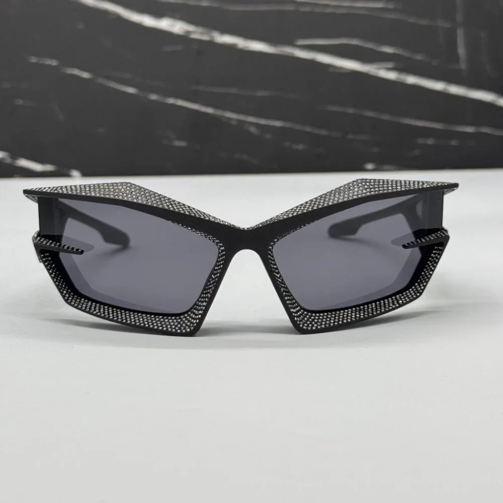 NEW GV40082I 02A GIVENCHY MATTE BLACK WITH STONES WOMEN GIVENCHY SUNGLASSES - Picture 3 of 12